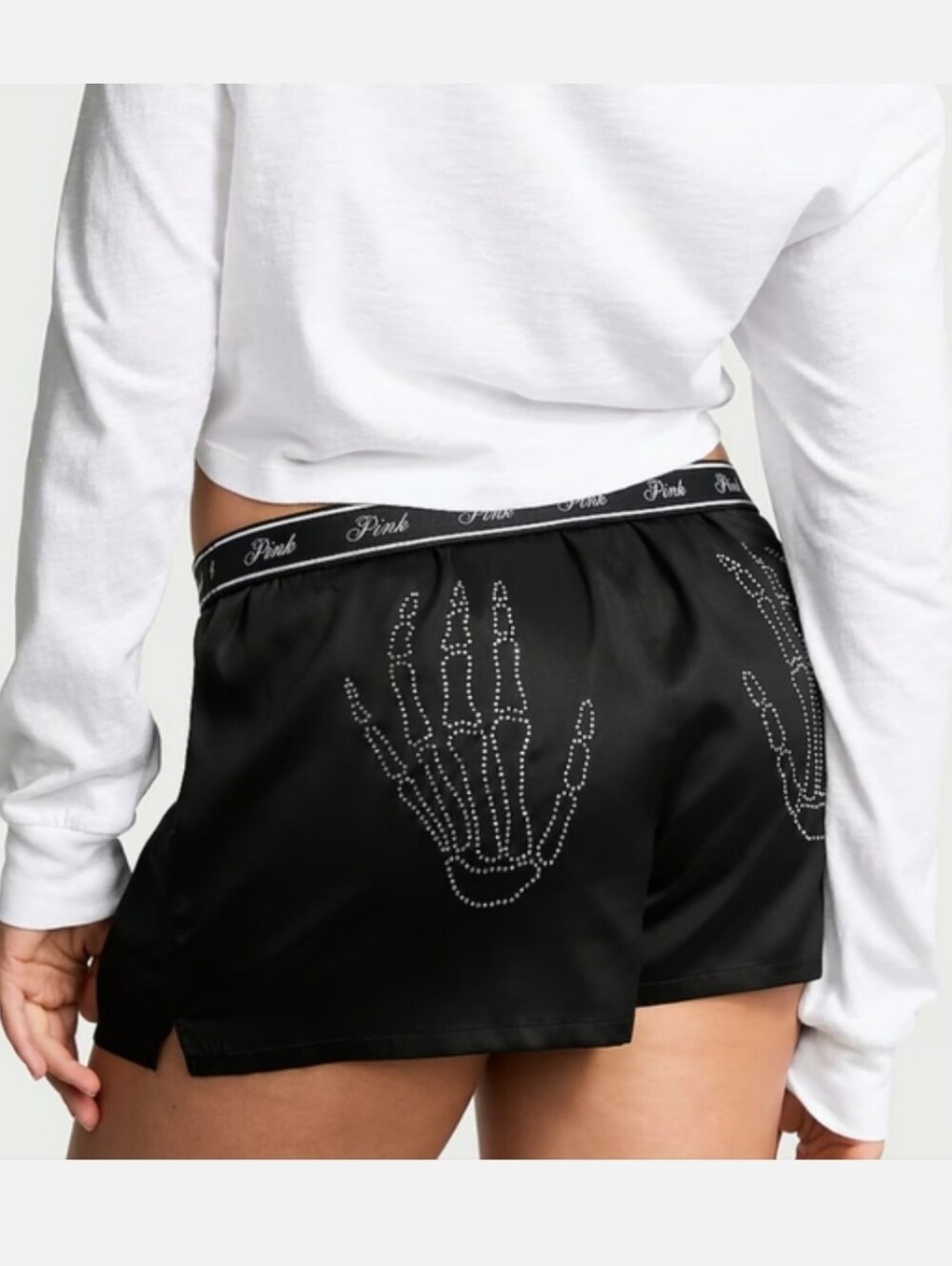 Victorias secret pink BLING SKELETON tencel pajama sleep shorts HALLOWEEN XS